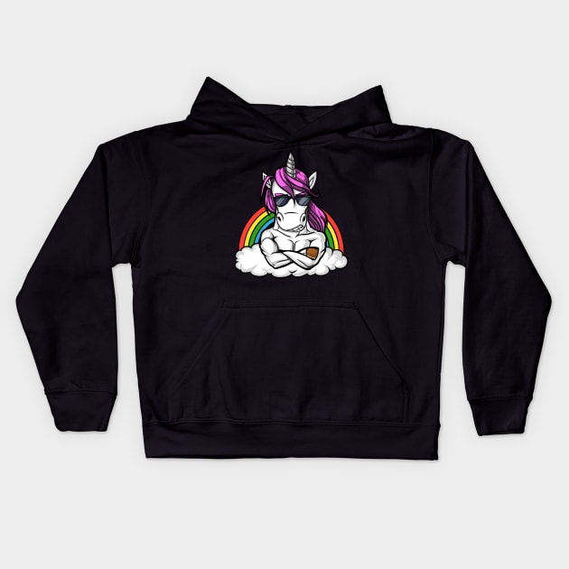 Unicorn Bodybuilder Kids Hoodie by underheaven